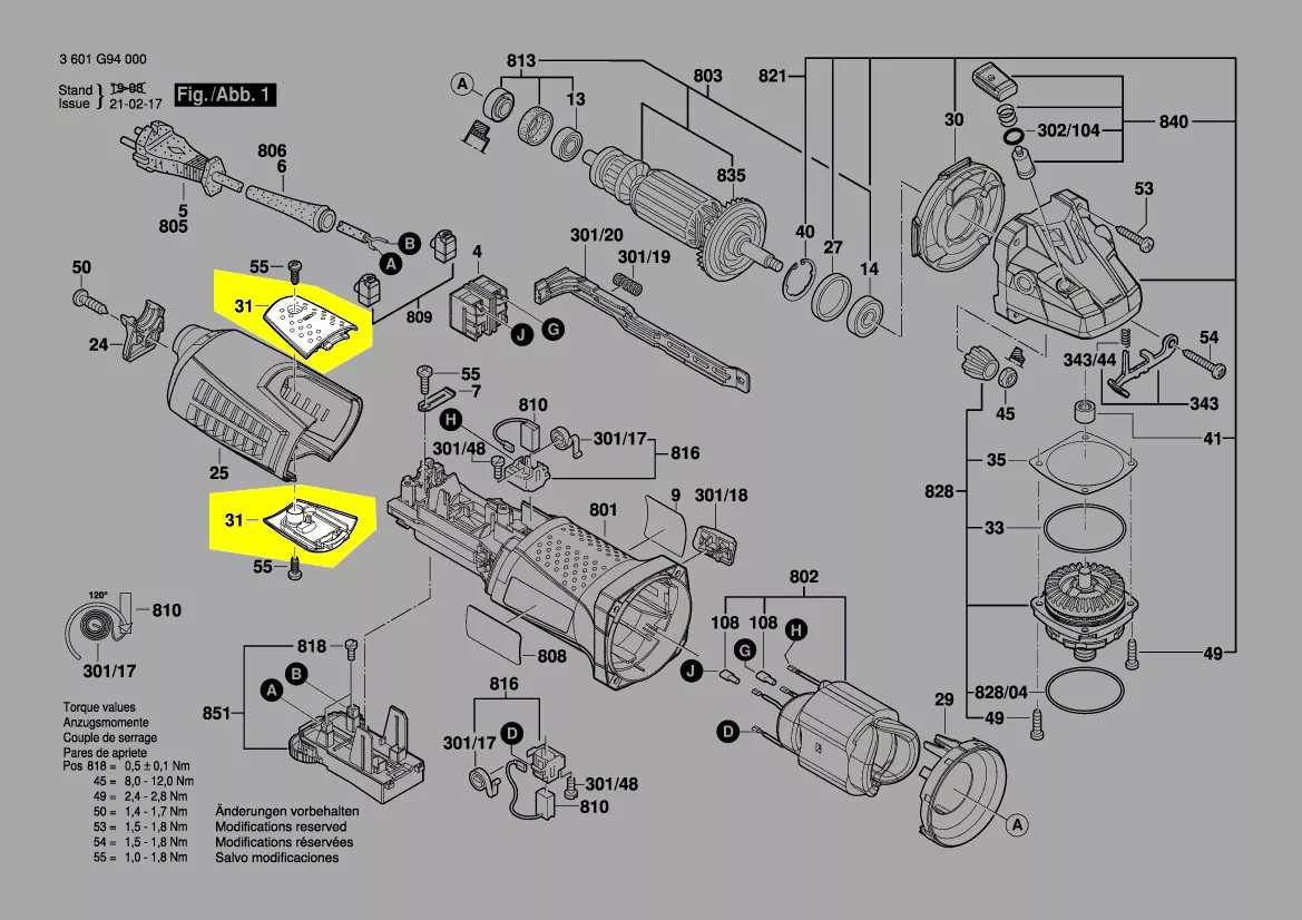 couvercle trappe pour balais charbon réf. 1 600 A01 M0M Bosch